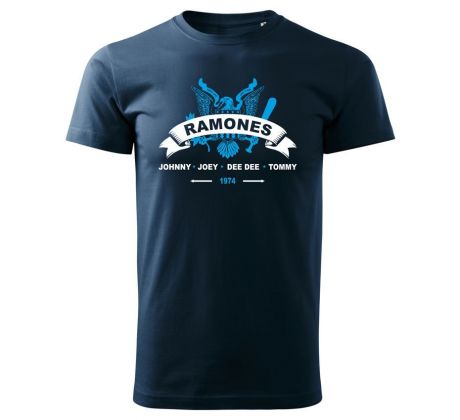 tričko RAMONES logo - tmavo modré